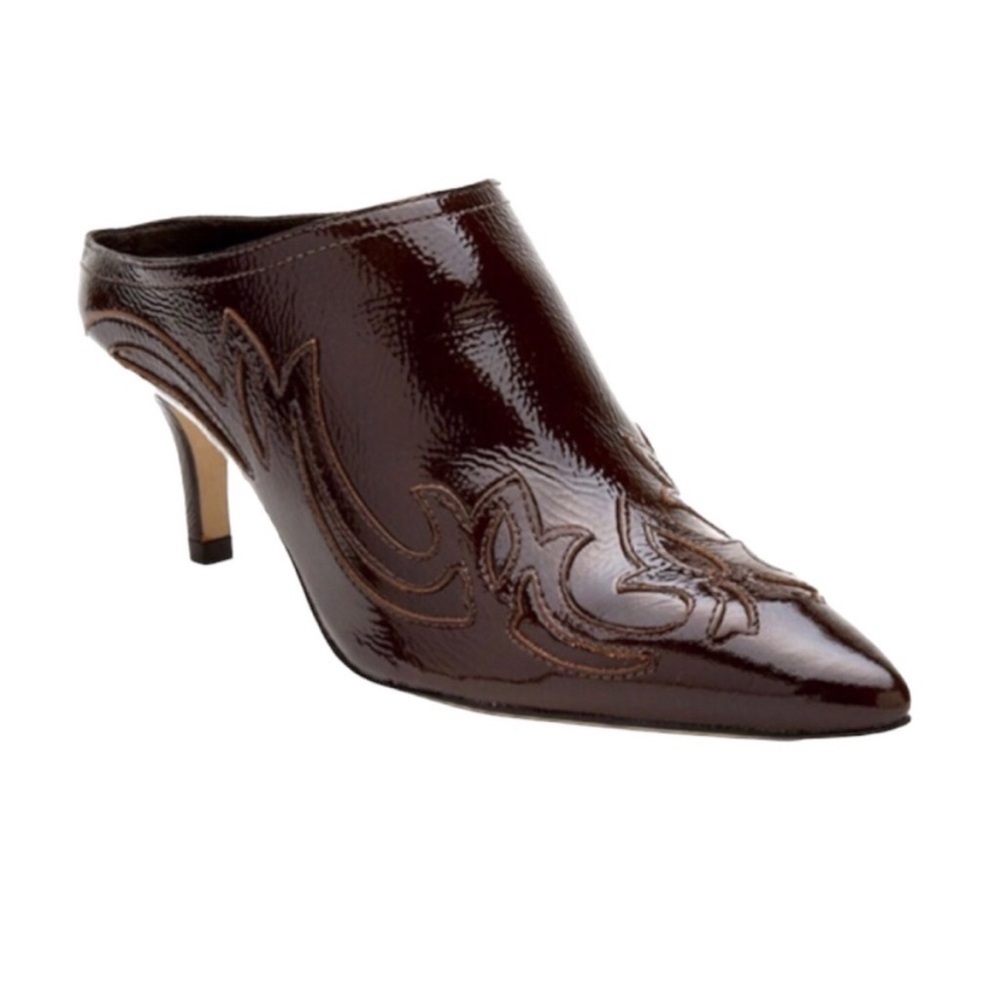 Matisse Brown Patent Leather Pointed-Toe Mule